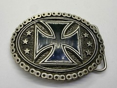 Maltese Celtic Iron Cross Chained Border Gothic Punk Biker Vibe EJC Belt Buckle