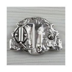 Inuit Chief Belt Buckle Antique Silver Vintage Tribal Ethnic Metal