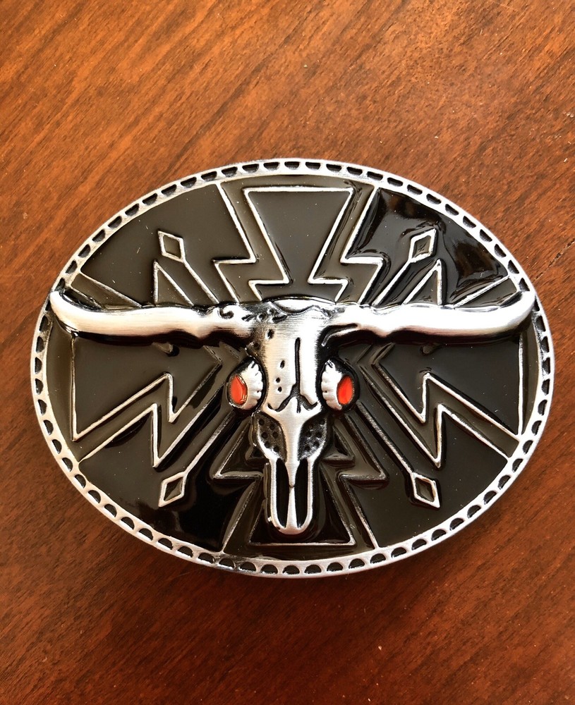 Western Cow Steer Bull Texas Red Eyed Longhorn Head Unisex Men’s Belt Buckle