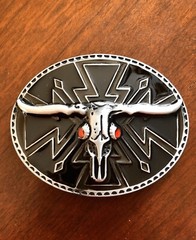 Western Cow Steer Bull Texas Red Eyed Longhorn Head Unisex Men’s Belt Buckle