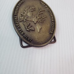 NRA 3rd Annual Trophy Elk Hunt Whittington Center Belt Buckle 3.5×2.5&Prime; VTG