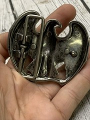 Vintage AVON Signed Pewter Tone American Eagle 1980s Belt Buckle Patriotic