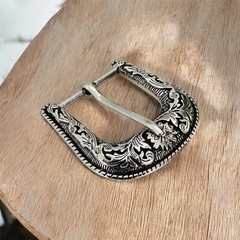 Western Cowboy Silver Flower Engraved Belt Pin Buckle Fits 1-1/2&Prime; Strap New