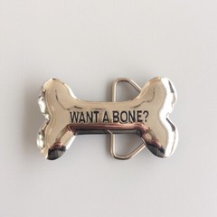 Bright Silver Plated Want A Bone Cartoon Belt Buckle Gurtelschnalle