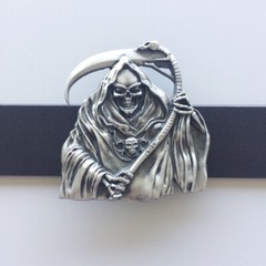 Belt Buckle for Men Antique Brushed Silver Grim Reaper Belt Buckle