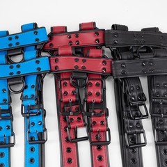 ZZRBVFH Men‘s Leather Harness PU Suspenders Shoulder Belt adjustable, Blue