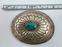 Vintage Navajo Sterling Silver Buckle Turquoise Signed J Blackgoat