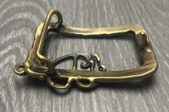 Vintage Dick Peck Belt Buckle Mens Brass Hammered Monogram JDM Signed 1976 70s