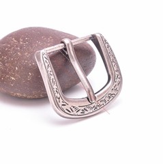 30mm Antique Silver Engraved Floral Western Leathercraft 4 Pcs Set Belt Buckle
