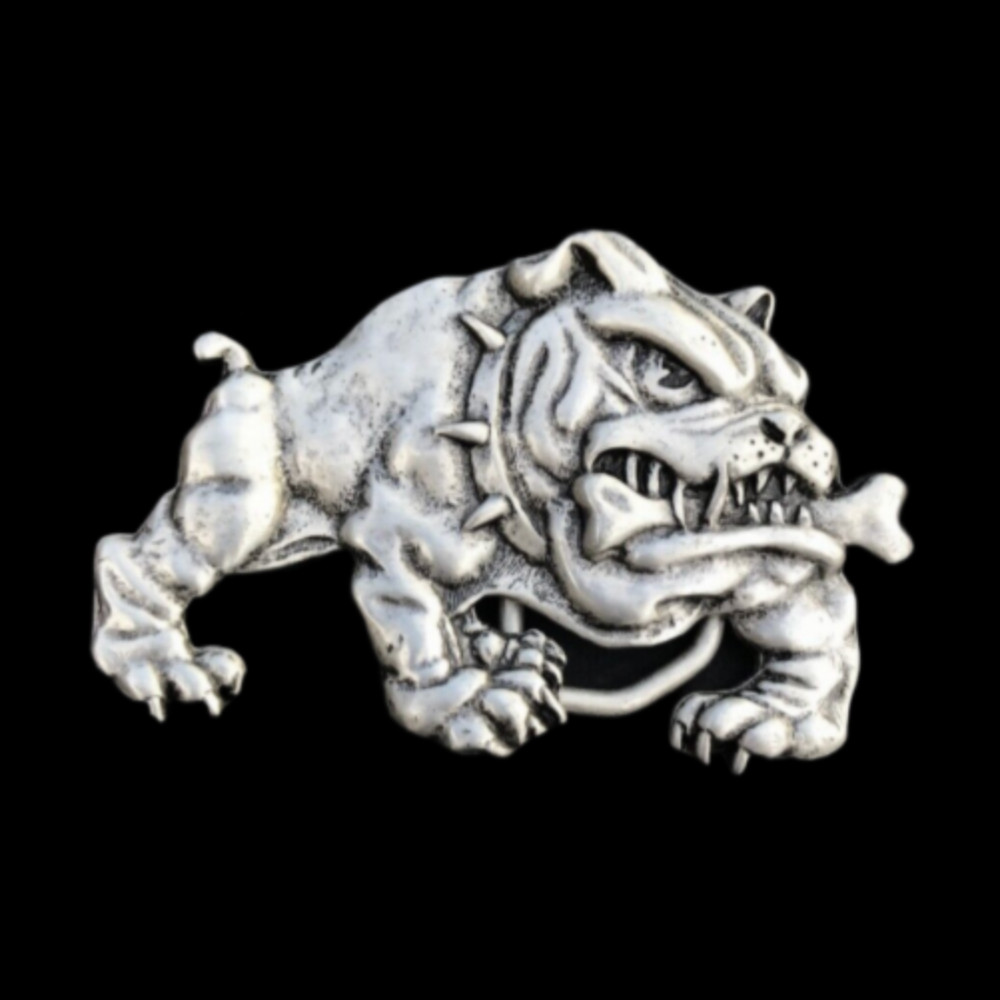 Bulldog With Bone Metal Novelty Belt Buckle Buckles
