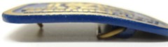 RM Rocky Mountain Machinery Co Blue & Gold Tone Belt Buckle Dynabuckle Utah