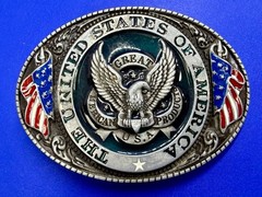 The United States of America Patriots Eagle US Flag Emblem Belt Buckle