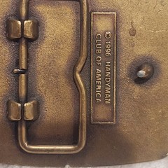 Belt Buckle Brass Tone Hammer Vintage 1996 Handyman Club of America Life Member