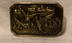 Vintage BTS Solid Brass Ducks In Flight Belt Buckle USA