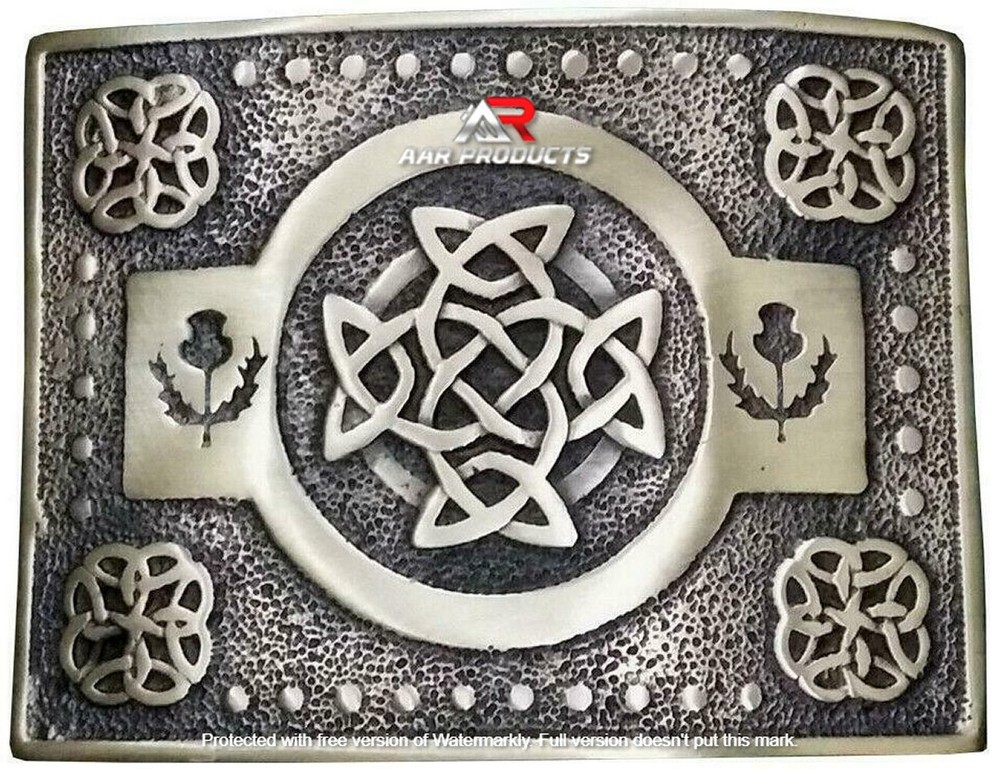 Scottish Highland Kilt Belt Buckle Celtic Knot Work High Quality Antique Finish