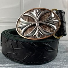 Belt buckle brass, sterling silver 925, Maltese cross, Cross buckle