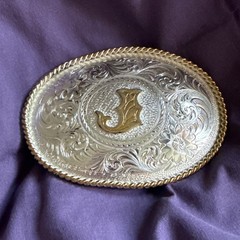 Montana Silversmiths Sterling Silver Plate Initial J Western Belt Buckle Oval