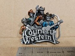 1981 Country Western Music Belt Buckel,Guitar,Fiddle,Bergamot,T-96