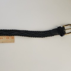 Mens Black Braided Leather Belt Size 40 Full Grain Brass Buckle Woven Dress