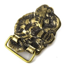 Biker belt buckle BURNING LION, Handmade biker animal lion style
