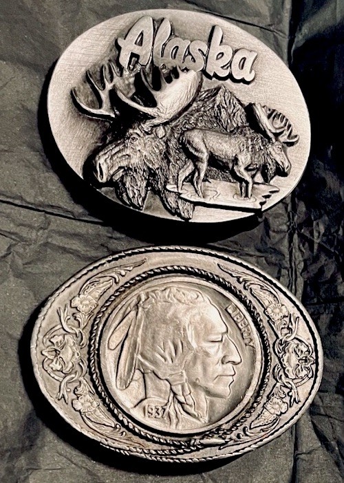 Siskiyou Buckle Co. Lot Alaska Moose 1992 & Native American Buffalo Nickel 1991