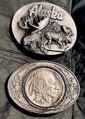 Siskiyou Buckle Co. Lot Alaska Moose 1992 & Native American Buffalo Nickel 1991