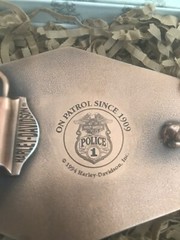1994 Harley Davidson POLICE 1 Belt Buckle On Patrol Since 1909 RARE / NOS in Box