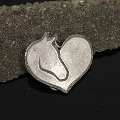 Heart with Horse Head Belt Buckle, Belt Buckle Leather Belt Antique Silver Rusic