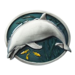 Dolphin Fish Wildlife Enamel Metal Belt Buckle