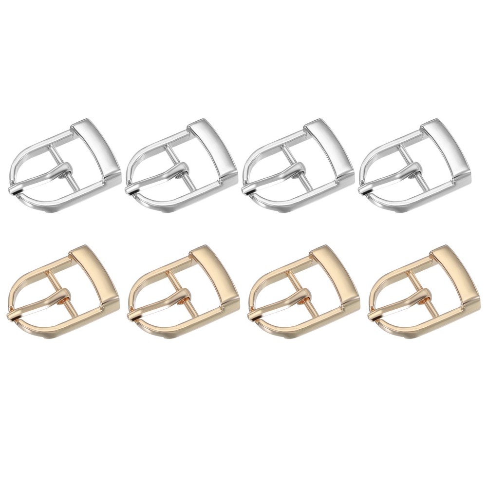 8Pcs 0.7&Prime; Single Prong Belt Buckle Metal Roller Buckle Silver/Light Gold