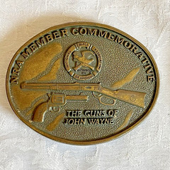Vintage NRA Member Commemorative Belt Buckle Guns of John Wayne Bronze Tone