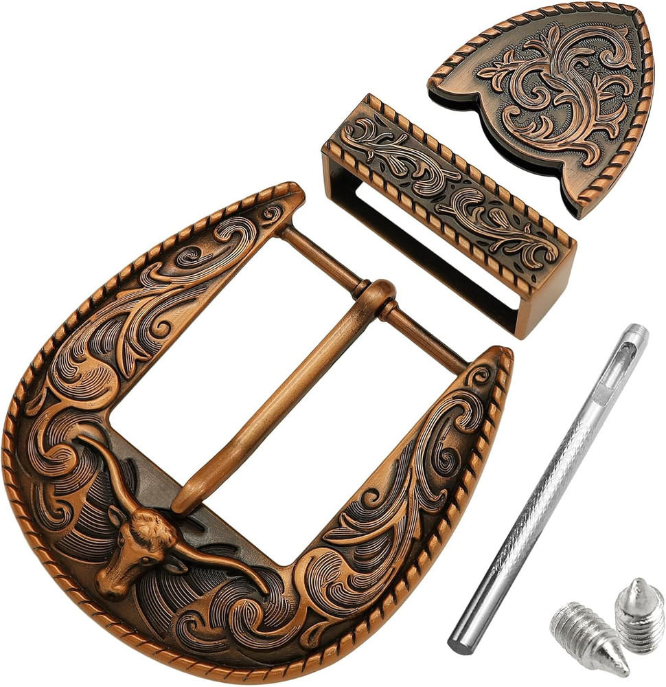 3Pcs Western Replacement Belt Buckle 1.5&Prime;(38Mm) Longhorn Bull Single Prong Buckl