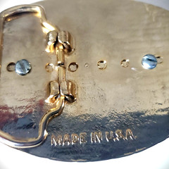 Western Belt Buckle Brass Handmade USA Polished Stone Medallion