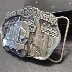Vintage VTG America’s Goods Move By Truck Trucking Pewter Tone 3D Belt Buckle