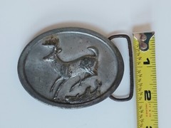 Vintage 1976 Pilgrim Pewter Inc. Sid Bell Design Oval Running Buck Belt Buckle