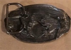 Vintage 1980s Eagle (Spread Wings) USA Shield Biker Belt Buckle Star Banner NICE