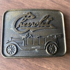Vintage RJ Roberts Co. Belt Buckle Chevrolet Car Logo RJR Rochester Michigan