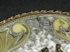 Men&rsquo;s W USA Square-Dancing Western 2-Tone Oval Belt Buckle (RF1064)