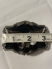 1983 American Eagle Theme Belt Buckle Black Lacquer -Heavy, Serial #OD1243