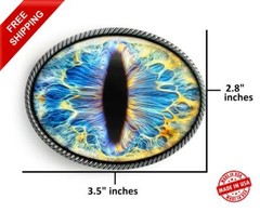Blue Cat Eyeball Belt Buckle – Animal Taxidermy Cosplay Handmade Buckle -36-E