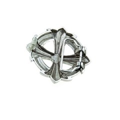 Gothic Cross Belt Buckle in Antique Silver with Black Crystals