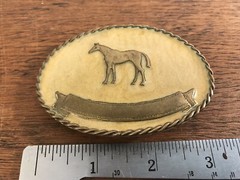 Horse Equestrian Rope Edge German Silver Metal Belt Buckle