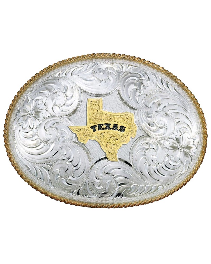 Montana Silversmiths Men's Twisted Rope Texas Belt Buckle Multi