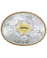 Montana Silversmiths Men's Twisted Rope Texas Belt Buckle Multi