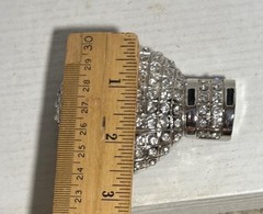 Boxing Glove Belt Buckle Silver Rhinestone Bling Ringside Men & Women 3.5 x 2.5&Prime;