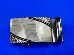 Ornate Flower Swirl Pattern Replacement Silver & Black Color Belt Buckle