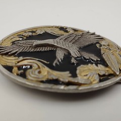 SISKIYOU A2 1995 Flying Eagle and Eagle Feathers Pewter Belt Buckle