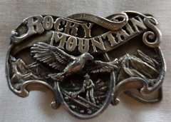 Rocky Mountains Belt Buckle Eagle Gold Miner 1985 Commemorative 51/2500 Vintage