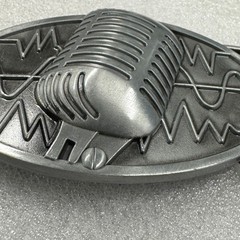 Microphone Sound Wave Belt Buckle Retro Music Rockabilly Metal