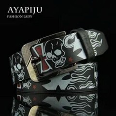 Skull Buckle Belt-Skeleton Pattern Pin Belts Punk Style Fashion Casual Waistband